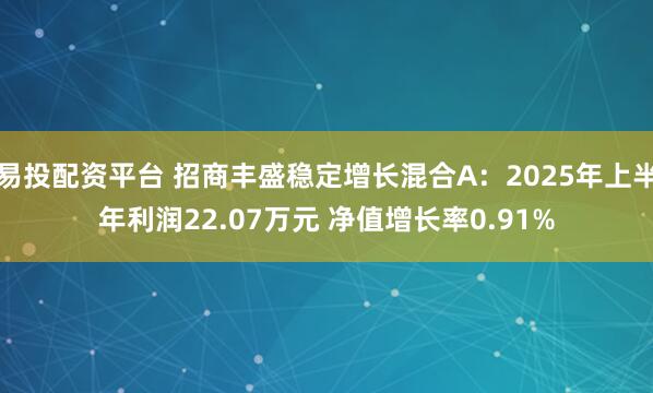 易投配资平台 招商丰盛稳定增长混合A：2025年上半年利润22.07万元 净值增长率0.91%
