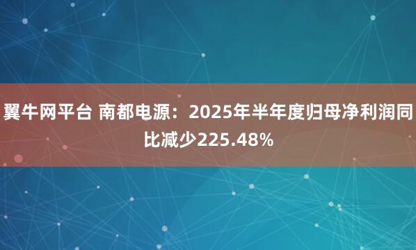 翼牛网平台 南都电源：2025年半年度归母净利润同比减少225.48%